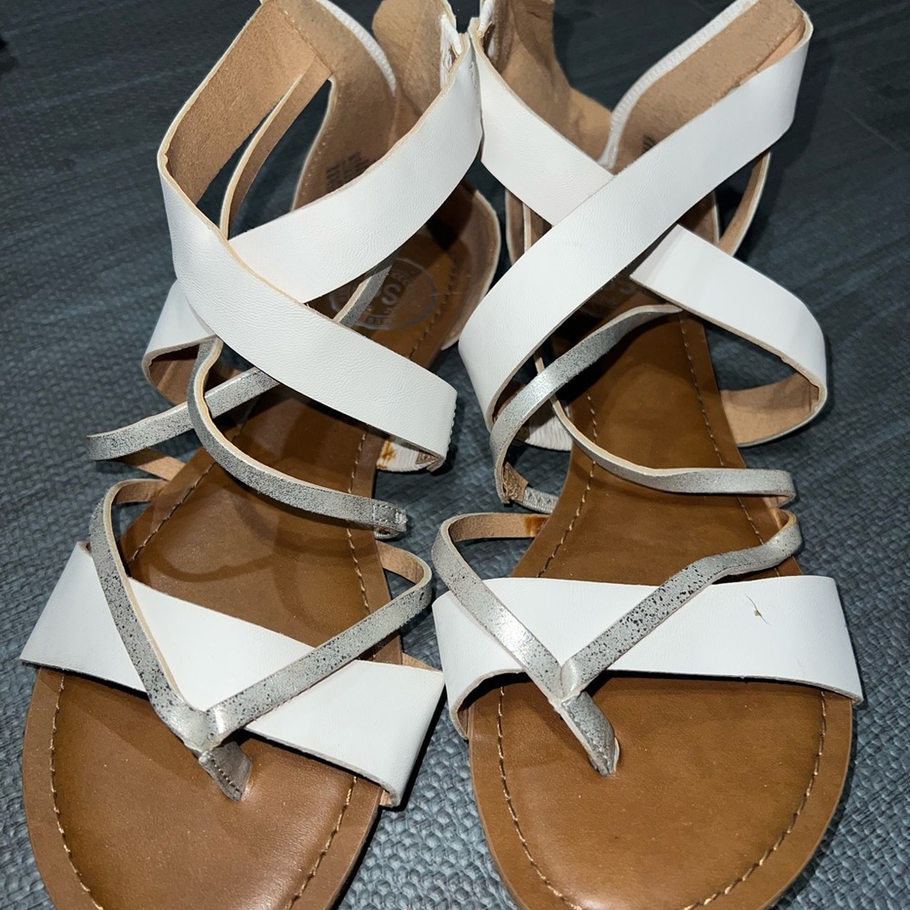 SO White and Silver Strappy Sandals